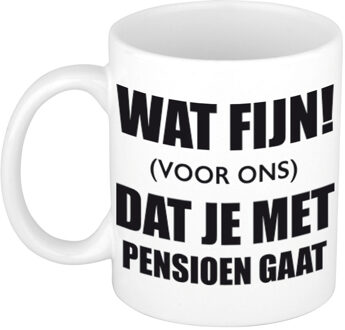 Bellatio Decorations Wat fijn dat je met pensioen gaat cadeau pensioen mok / beker wit 300 ml