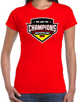 Bellatio Decorations We are the champions Deutschland t-shirt met schild embleem in de kleuren van de Duitse vlag - rood - dames - Duitsland supporter / Duits elftal fan shirt / EK / WK / kleding XL