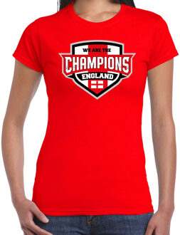 Bellatio Decorations We are the champions England t-shirt met schild embleem in de kleuren van de Engelse vlag - rood - dames - Engeland supporter / Engels elftal fan shirt / EK / WK / kleding XS