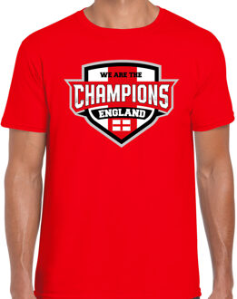Bellatio Decorations We are the champions England t-shirt met schild embleem in de kleuren van de Engelse vlag - rood - heren - Engeland supporter / Engels elftal fan shirt / EK / WK / kleding 2XL