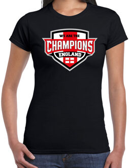 Bellatio Decorations We are the champions England t-shirt met schild embleem in de kleuren van de Engelse vlag - zwart - dames - Engeland supporter / Engels elftal fan shirt / EK / WK / kleding XL