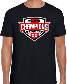 Bellatio Decorations We are the champions England t-shirt met schild embleem in de kleuren van de Engelse vlag - zwart - heren - Engeland supporter / Engels elftal fan shirt / EK / WK / kleding L