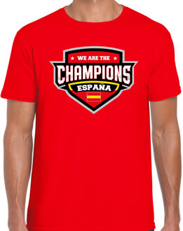 Bellatio Decorations We are the champions Espana t-shirt met schild embleem in de kleuren van de Spaanse vlag - rood - heren - Spanje supporter / Spaans elftal fan shirt / EK / WK / kleding 2XL