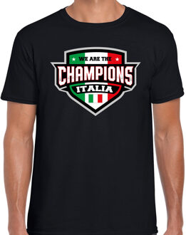 Bellatio Decorations We are the champions Italia t-shirt met schild embleem in de kleuren van de Italiaanse vlag - zwart - heren - Italie supporter / Italiaans elftal fan shirt / EK / WK / kleding M