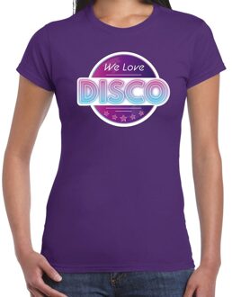 Bellatio Decorations We love disco feest t-shirt paars voor dames 2XL