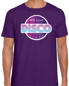 Bellatio Decorations We love disco feest t-shirt paars voor heren