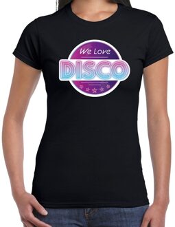 Bellatio Decorations We love disco feest t-shirt zwart voor dames 2XL