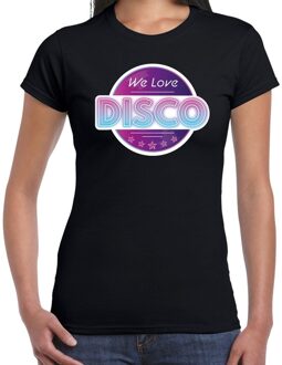 Bellatio Decorations We love disco feest t-shirt zwart voor dames