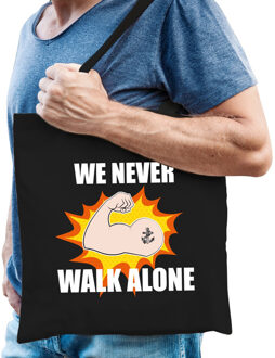 Bellatio Decorations We never walk alone katoenen tas crisis zwart voor heren