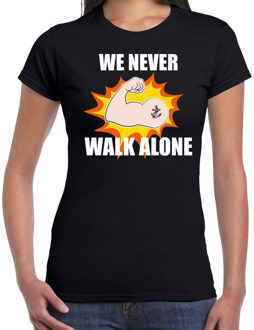 Bellatio Decorations We never walk alone t-shirt crisis zwart voor dames 2XL