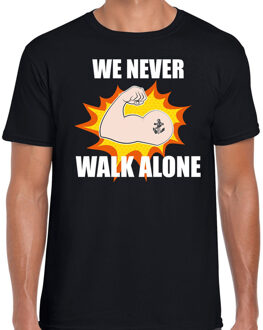 Bellatio Decorations We never walk alone t-shirt crisis zwart voor heren 2XL