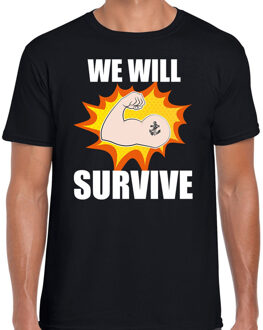 Bellatio Decorations We will survive t-shirt crisis zwart voor heren 2XL