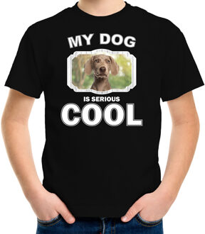 Bellatio Decorations Weimaraner honden t-shirt my dog is serious cool zwart - kinderen - Weimaraners liefhebber cadeau shirt L (146-152)