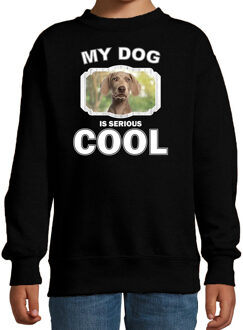 Bellatio Decorations Weimaraner honden trui / sweater my dog is serious cool zwart - kinderen - Weimaraners liefhebber cadeau sweaters 12-13 jaar (152/164)