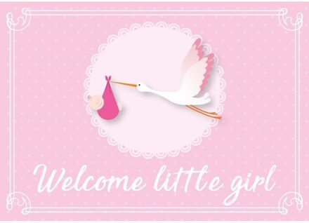 Bellatio Decorations Welcome little girl ansichtkaart - wenskaart - geboorte - geboren - kraamcadeau - A5 - roze