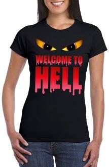 Bellatio Decorations Welcome to hell - Halloween - Duivel - t-shirt - zwart - dames