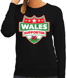 Bellatio Decorations Welsh / Wales schild supporter sweater zwart voor dames 2XL