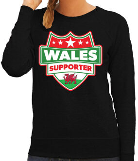 Bellatio Decorations Welsh / Wales schild supporter sweater zwart voor dames