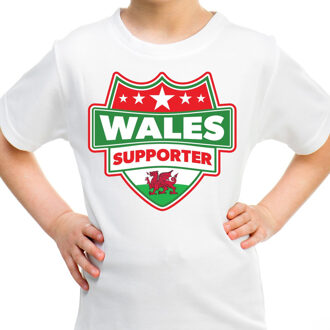 Bellatio Decorations Welsh / Wales schild supporter  t-shirt wit voor kinderen L (146-152)