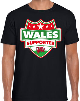 Bellatio Decorations Welsh / Wales schild supporter t-shirt zwart voor heren