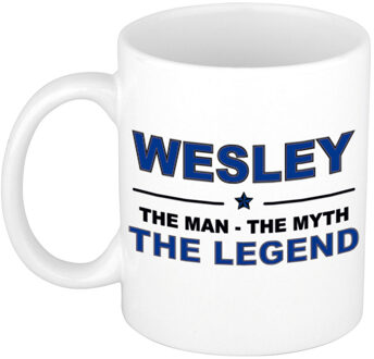 Bellatio Decorations Wesley The man, The myth the legend collega kado mokken/bekers 300 ml Donkerblauw