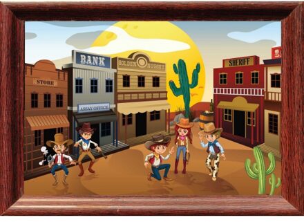 Bellatio Decorations Western stad poster 59 x 42 cm Multi