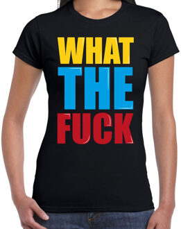 Bellatio Decorations What the fuck fun tekst t-shirt zwart dames 2XL