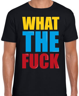 Bellatio Decorations What the fuck fun tekst t-shirt zwart heren 2XL