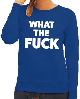 Bellatio Decorations What the Fuck tekst sweater blauw voor dames XS