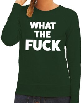 Bellatio Decorations What the Fuck tekst sweater groen voor dames 2XL