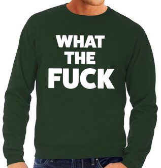 Bellatio Decorations What the Fuck tekst sweater groen voor heren
