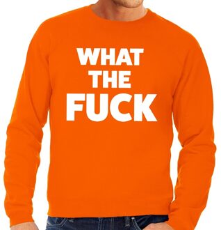 Bellatio Decorations What the Fuck tekst sweater oranje heren - heren trui What the Fuck - oranje kleding 2XL