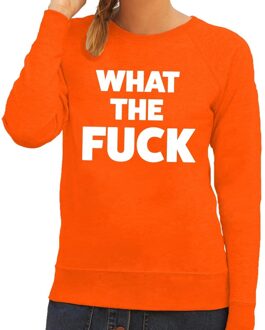 Bellatio Decorations What the Fuck tekst sweater oranje voor dames