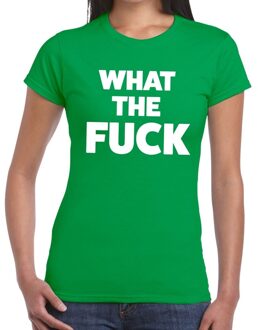 Bellatio Decorations What the Fuck tekst t-shirt groen dames XS