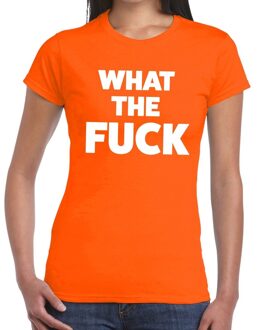 Bellatio Decorations What the Fuck tekst t-shirt oranje dames