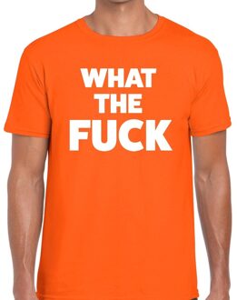 Bellatio Decorations What the Fuck tekst t-shirt oranje heren - heren shirt What the Fuck - oranje kleding 2XL