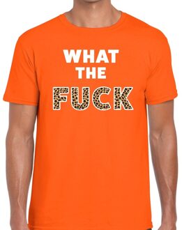 Bellatio Decorations What the Fuck tekst t-shirt oranje heren - heren shirt What the Fuck - oranje kleding 2XL