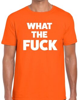 Bellatio Decorations What the Fuck tekst t-shirt oranje heren
