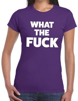 Bellatio Decorations What the Fuck tekst t-shirt paars dames XS