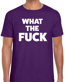 Bellatio Decorations What the Fuck tekst t-shirt paars heren 2XL