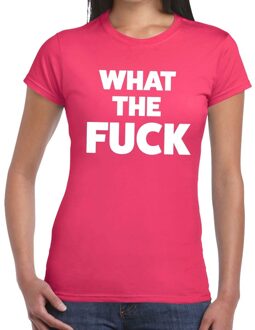 Bellatio Decorations What the Fuck tekst t-shirt roze dames XS