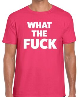 Bellatio Decorations What the Fuck tekst t-shirt roze heren