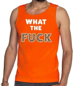 Bellatio Decorations What the Fuck tekst tanktop / mouwloos shirt oranje heren - heren singlet What the Fuck - oranje kleding 2XL