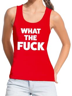 Bellatio Decorations What the Fuck tekst tanktop / mouwloos shirt rood dames L