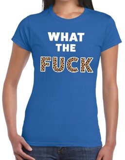 Bellatio Decorations What the Fuck tijger print tekst t-shirt blauw dames 2XL