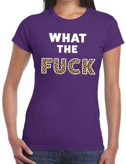 Bellatio Decorations What the Fuck tijger print tekst t-shirt paars dames 2XL