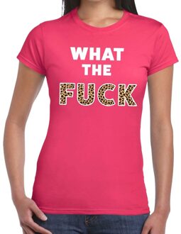 Bellatio Decorations What the Fuck tijger print - tekst t-shirt - roze - dames - foute party kleding