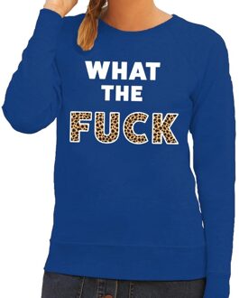 Bellatio Decorations What the Fuck tijger tekst sweater blauw voor dames 2XL