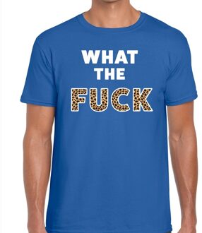 Bellatio Decorations What The Fuck tijgerprint heren T-shirt blauw 2XL