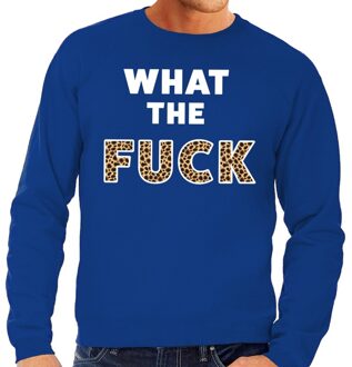 Bellatio Decorations What the Fuck tijgerprint tekst sweater blauw